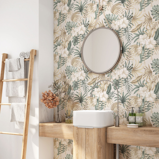 Vinilo Adhesivo para baño - Hojas Tropicales