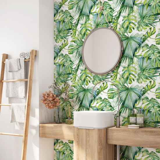 Vinilo Adhesivo para baño - Hojas tropicales