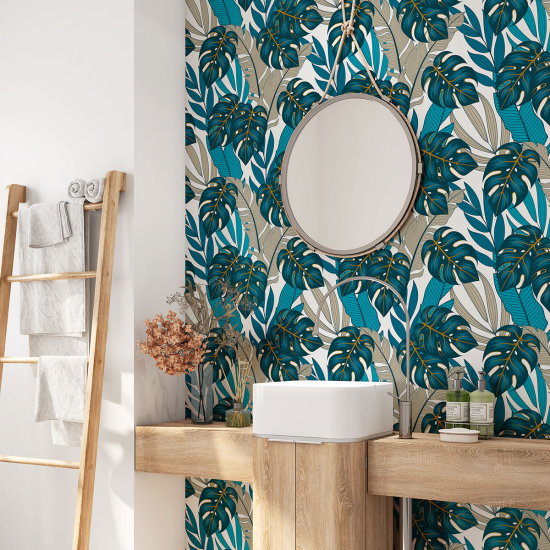 Vinilo Adhesivo para baño - Hojas Tropicales