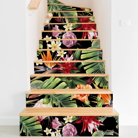 Vinilo Adhesivo para escaleras - Flores tropicales