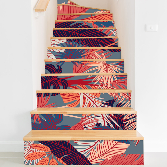 Vinilo Adhesivo para escaleras - Hojas tropicales