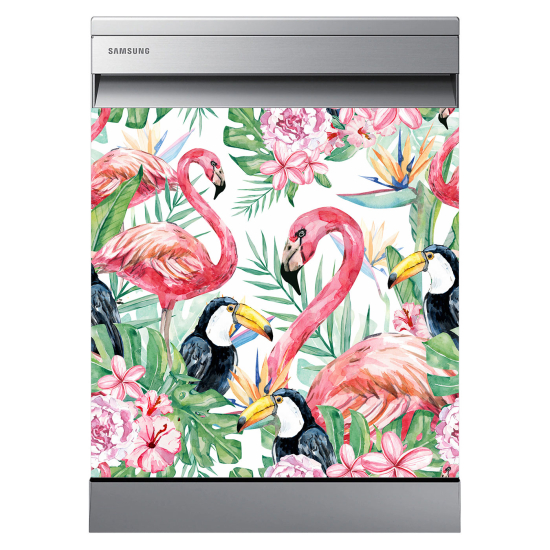 Vinilo Adhesivo para lavavajillas - Flamencos rosas