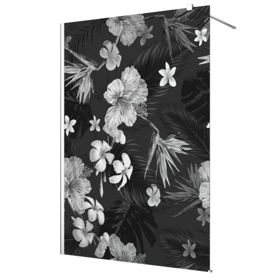 Vinilo Adhesivo para mampara de ducha esmerilado - Flores tropicales