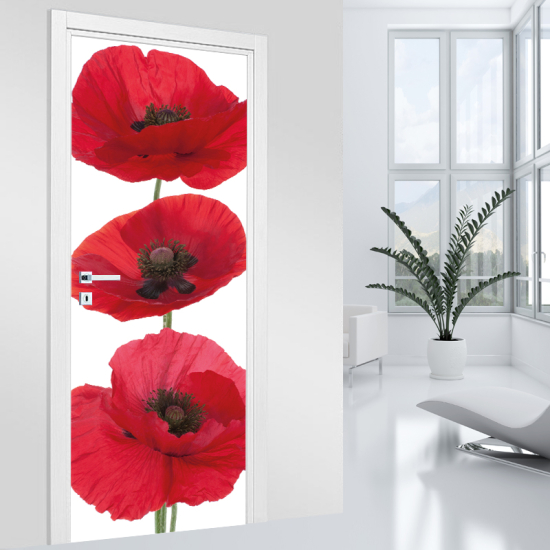 Vinilo Adhesivo para puerta - Amapolas