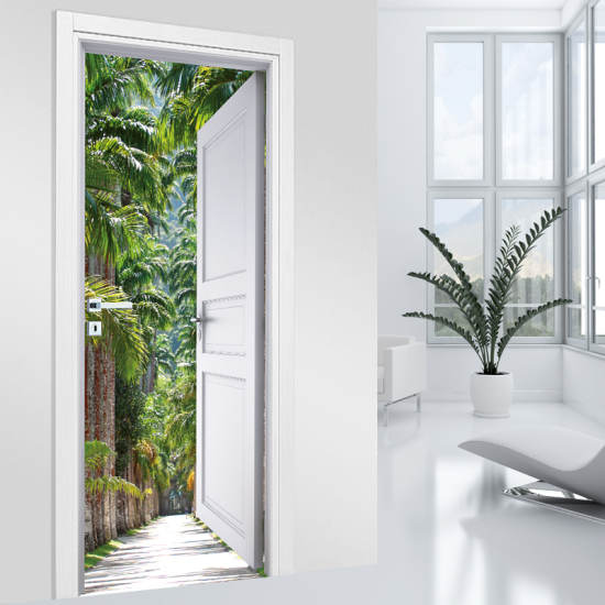 Vinilo Adhesivo para puerta - Calle de las palmeras