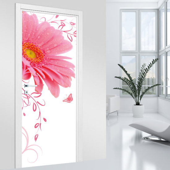 Vinilo Adhesivo para puerta - Flor rosa
