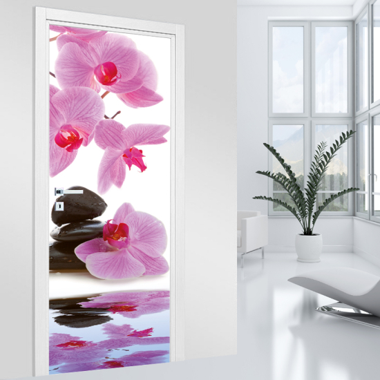 Vinilo Adhesivo para puerta - OrquÃdea guijarro