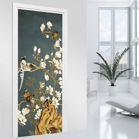 Vinilo Adhesivo para puerta - Ramas de pájaros