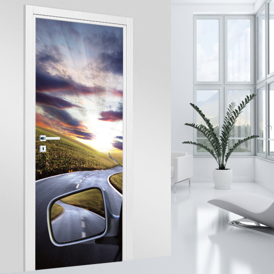 Vinilo Adhesivo para puerta - Ruta retro