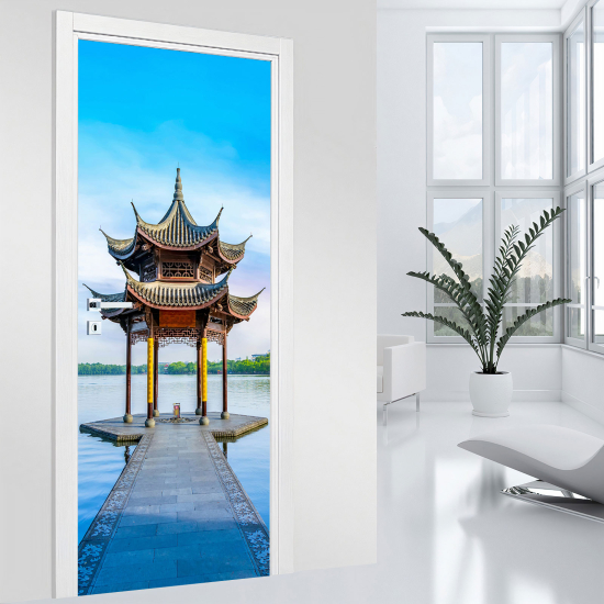 Vinilo Adhesivo para puerta - Templo Lago China
