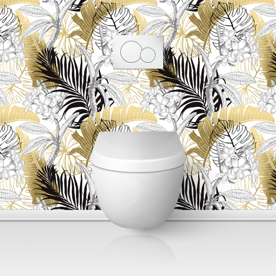 Vinilo Adhesivo para WC - Hojas Tropicales
