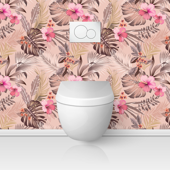 Vinilo Adhesivo para WC - Hojas Tropicales