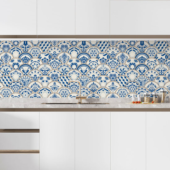 Vinilo Adhesivo Salpicadero Cocina - Efecto baldosas hidráulicas