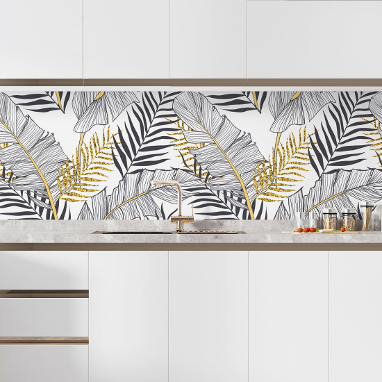 Vinilo Adhesivo Salpicadero Cocina - Hojas tropicales