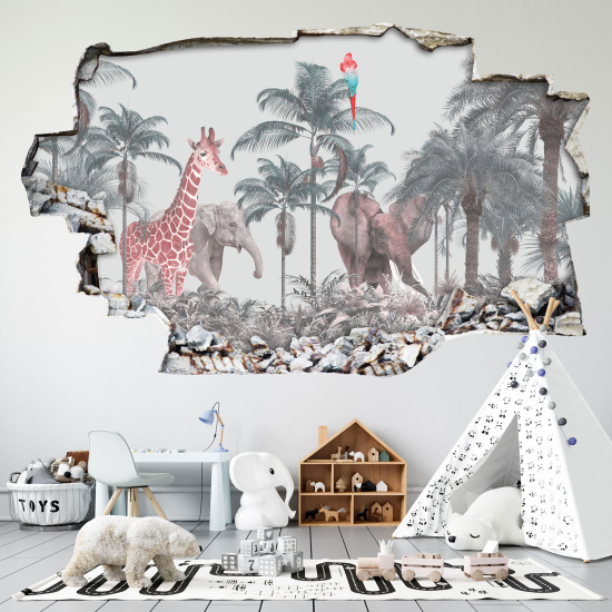 Vinilo Adhesivo trampantojo 3D - Animales de la Jungla