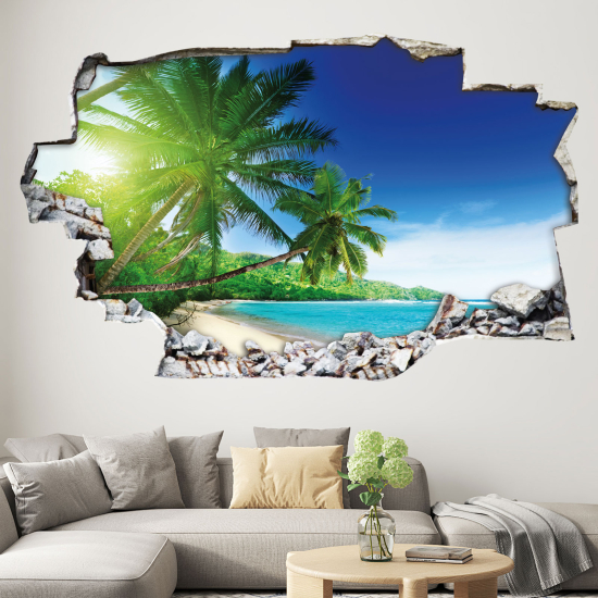 Vinilo Adhesivo trampantojo 3D - Playa Palmeras