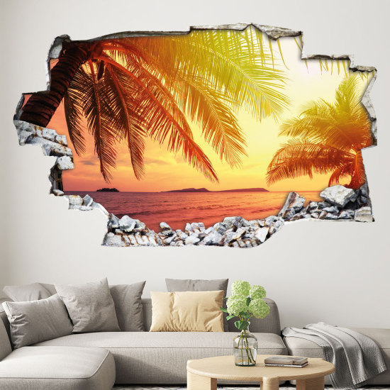 Vinilo Adhesivo trampantojo 3D - Playa Palmeras