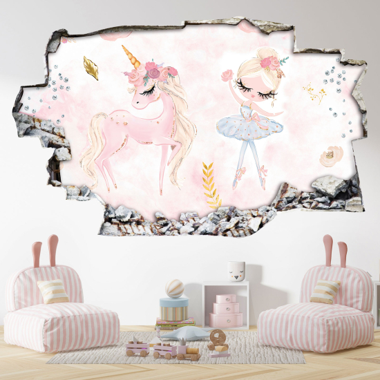 Vinilo Adhesivo trampantojo 3D - Princesa Unicornio