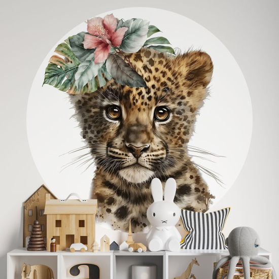 Vinilo Adhesivo Decorativo Redondo para niños - Infantiles - Bebé Leopardo