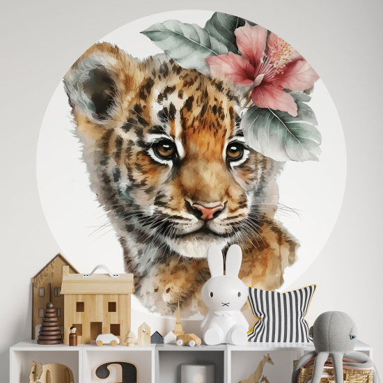 Vinilo Adhesivo Decorativo Redondo para niños - Infantiles - Bebé Leopardo
