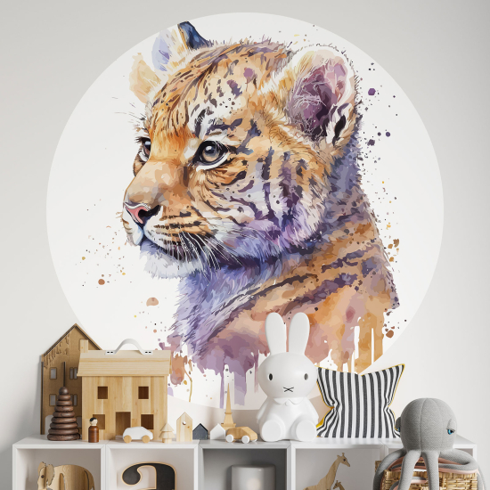 Vinilo Adhesivo Decorativo Redondo para niños - Infantiles - Cachorro de león