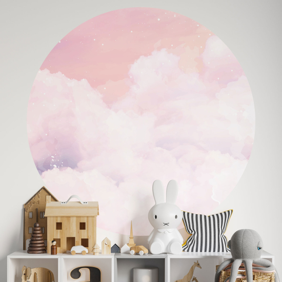 Vinilo Adhesivo Decorativo Redondo para niños - Infantiles - Cielo rosa
