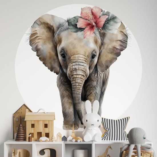 Vinilo Adhesivo Decorativo Redondo para niños - Infantiles - Elefante