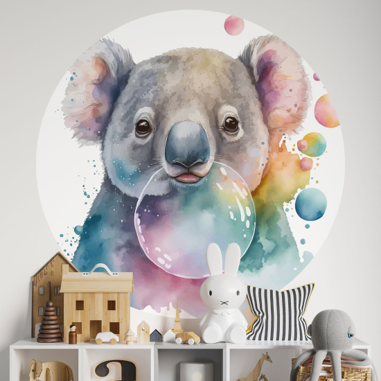 Vinilo Adhesivo Decorativo Redondo para niños - Infantiles - Koala burbuja