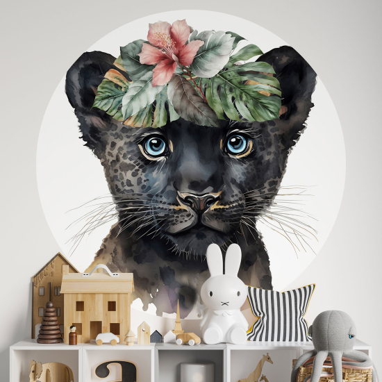 Vinilo Adhesivo Decorativo Redondo para niños - Infantiles - Pequeña Pantera Negra