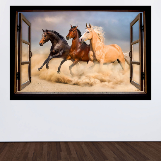 Vinilo Adhesivo Decorativo trampantojo 3D - Caballos