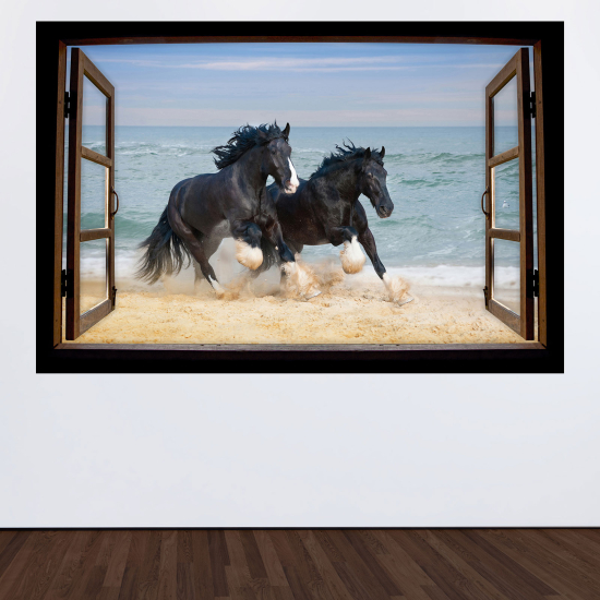 Vinilo Adhesivo Decorativo trampantojo 3D - Caballos