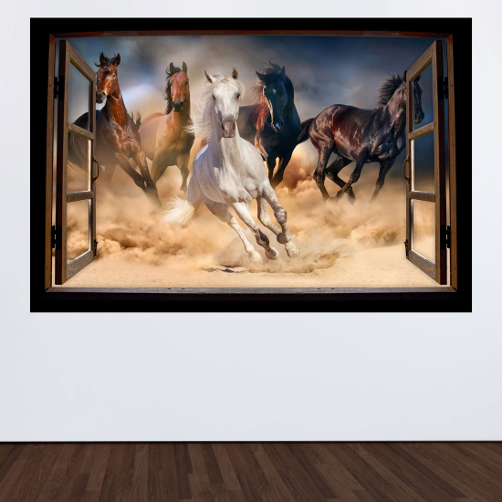 Vinilo Adhesivo Decorativo trampantojo 3D - Caballos