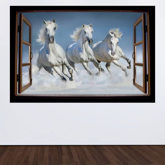 Vinilo Adhesivo Decorativo trampantojo 3D - Caballos