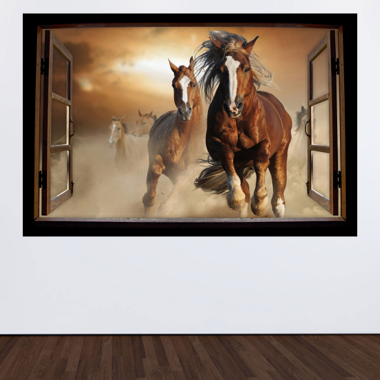 Vinilo Adhesivo Decorativo trampantojo 3D - Caballos