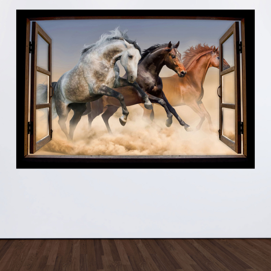 Vinilo Adhesivo Decorativo trampantojo 3D - Caballos