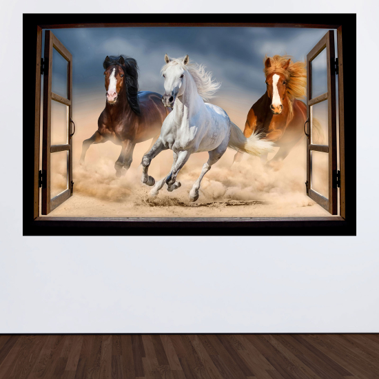 Vinilo Adhesivo Decorativo trampantojo 3D - Caballos