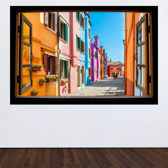 Vinilo Adhesivo Decorativo trampantojo 3D - Callejón Burano