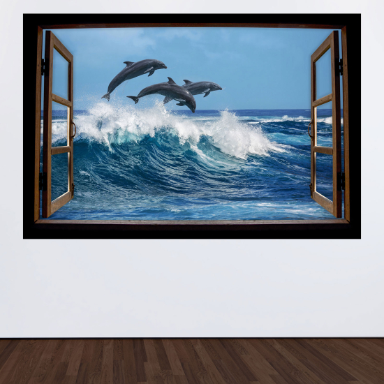 Vinilo Adhesivo Decorativo trampantojo 3D - Delfines
