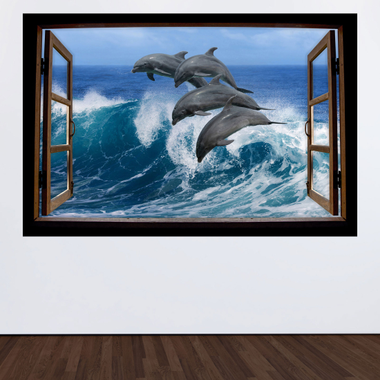 Vinilo Adhesivo Decorativo trampantojo 3D - Delfines