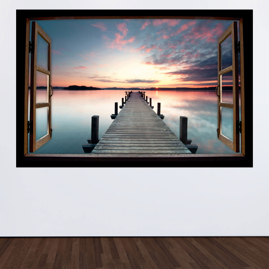 Vinilo Adhesivo Decorativo trampantojo 3D - Pontón atardecer