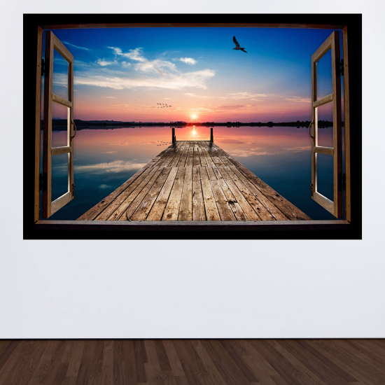 Vinilo Adhesivo Decorativo trampantojo 3D - Pontón atardecer
